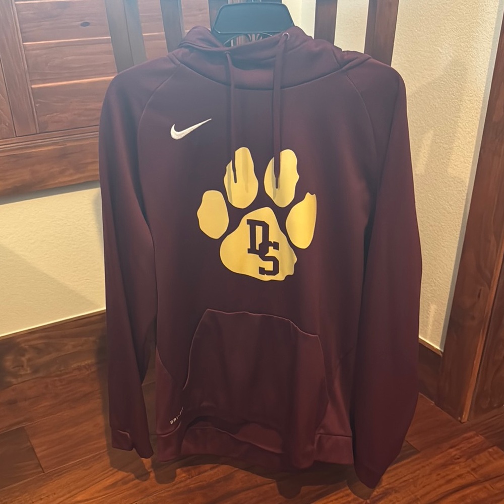 Nike Maroon Hoodie with Yellow Graphic